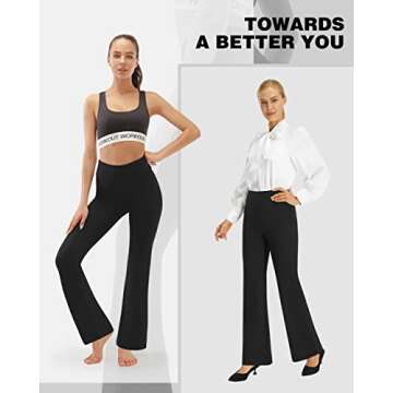 AFITNE Yoga Dress Pants for Women, High Waisted Workout Bootcut Flared Work Pants with Pockets Bootl...