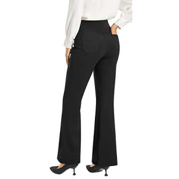 AFITNE Yoga Dress Pants for Women, High Waisted Workout Bootcut Flared Work Pants with Pockets Bootleg Business Office Casual Pants Black - M
