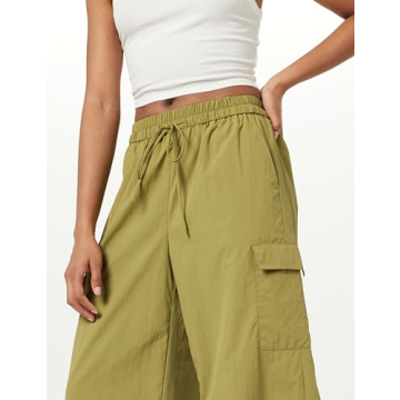 The Drop Women's Relaxed Nylon Cargo Pants Olive Oil