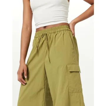 The Drop Women's Relaxed Nylon Cargo Pants Olive Oil