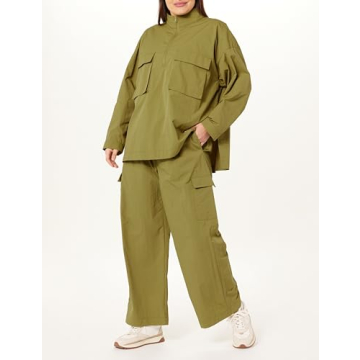 The Drop Women's Relaxed Nylon Cargo Pants Olive Oil