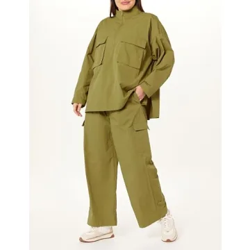The Drop Women's Relaxed Nylon Cargo Pants Olive Oil