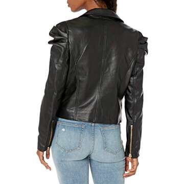 [BLANKNYC] womens Puff Sleeve Moto Jacket
