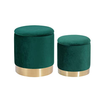 DEERUN Velvet Ottoman with Tray - Stylish Storage Solution