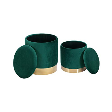 DEERUN Velvet Ottoman with Tray - Stylish Storage Solution