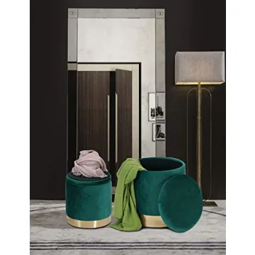 DEERUN Velvet Ottoman with Tray - Stylish Storage Solution