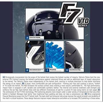 Schutt unisex teen F7 VTD Collegiate Youth Football Helmet, White, X-Large US