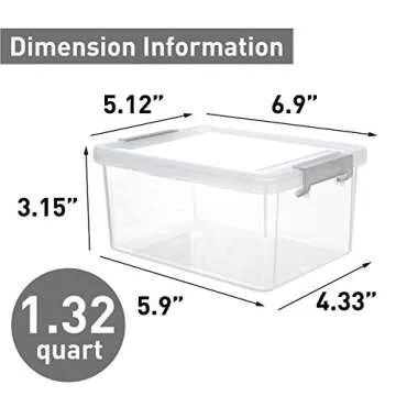 Citylife 1.3 QT 8 Packs Small Storage Bins Plastic Storage Container Stackable Box with Lids for Org...
