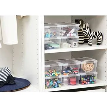 Citylife 1.3 QT 8 Packs Small Storage Bins Plastic Storage Container Stackable Box with Lids for Organizing, Clear White