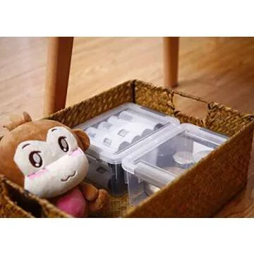 Citylife 1.3 QT 8 Packs Small Storage Bins Plastic Storage Container Stackable Box with Lids for Organizing, Clear White