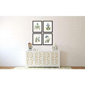 Redoute Blue Botanical Print Set No.7 - Vintage Botanical Wall Art Prints