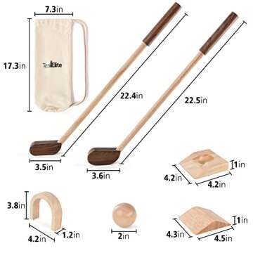 Teal Elite Kids Golf Set – Mini Golf Toy for Indoor and Outdoor Play – Toddler Set Includes 2 Clubs, 2 Balls, Holes, and Obstacles – Premium Natural Wood – Ideal Gift for Boys and Girls Age 3 4 5