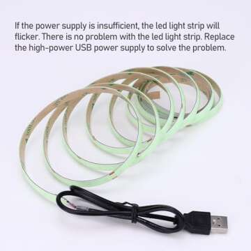 KXZM DC 5V USB COB Ice Blue LED Strip Light USB Powered 6.6ft/2M IP65 Waterproof 640LEDs High Brightness Flexible LED Tape Lights