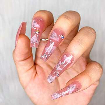 Artquee 24pcs Glossy Coffin Fake Nails for Women