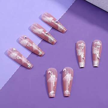 Artquee 24pcs Glossy Coffin Fake Nails for Women
