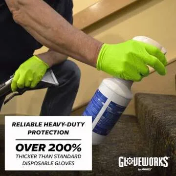 GLOVEWORKS HD Green Nitrile Gloves - 8 mil Heavy Duty Grip
