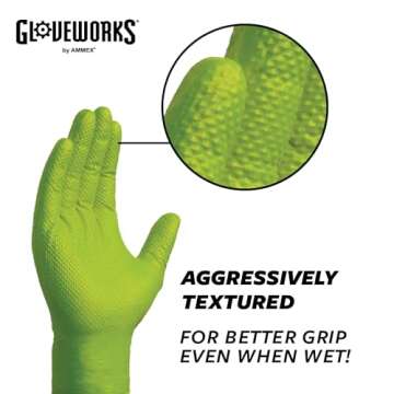GLOVEWORKS HD Green Nitrile Gloves - 8 mil Heavy Duty Grip