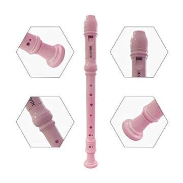 HOSEYIN Soprano Recorder Baroque style German style C Key 8 Holes Soprano Recorder for Beginners(Baroque, Pink)