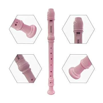 HOSEYIN Soprano Recorder Baroque style German style C Key 8 Holes Soprano Recorder for Beginners(Baroque, Pink)