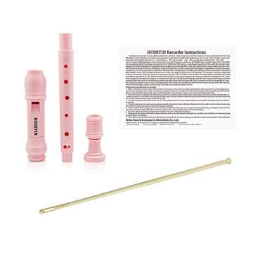 HOSEYIN Soprano Recorder Baroque style German style C Key 8 Holes Soprano Recorder for Beginners(Baroque, Pink)