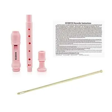 HOSEYIN Soprano Recorder Baroque style German style C Key 8 Holes Soprano Recorder for Beginners(Baroque, Pink)