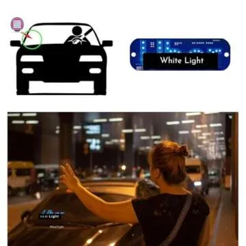 Led Light Signs for Car, Taxi Sign Light Windshield, Blue Glow LED Sign Decal Stickers with Suction Cups Flashing Hook.Led Signs for Car