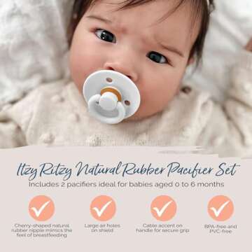Itzy Ritzy Natural Rubber Pacifiers Set for Newborns 0-6 Months