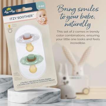 Itzy Ritzy Natural Rubber Pacifiers Set for Newborns 0-6 Months