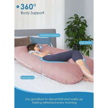QUEEN ROSE Pregnancy Pillows for Sleeping, Cooling U Shaped Body Pillow, Maternity Pillow for Pregna...