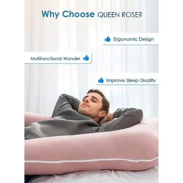 QUEEN ROSE U Shaped Pregnancy Pillow for Ultimate Comfort