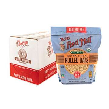 Bob's Red Mill Gluten Free Organic Extra Thick Rolled Oats, 32oz (Pack of 4) - Non GMO, Whole Grain,...