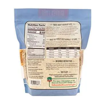 Bob's Red Mill Gluten Free Organic Extra Thick Rolled Oats, 32oz (Pack of 4) - Non GMO, Whole Grain, Vegan, Kosher