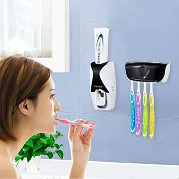 WAYCOM Dust-Proof Toothpaste Dispenser Toothpaste Squeezer Kit (Black)