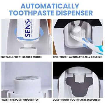 WAYCOM Dust-Proof Toothpaste Dispenser Toothpaste Squeezer Kit (Black)