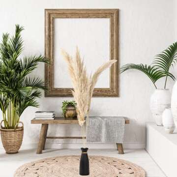 W.Z WOODZIA Black Ceramic Vase for Pampas Grass, Modern Boho Home Decor Style, Perfect for Decorative Dried Flowers or Dining Table Centerpieces [Pampass Not Included] (Black), WZ-2
