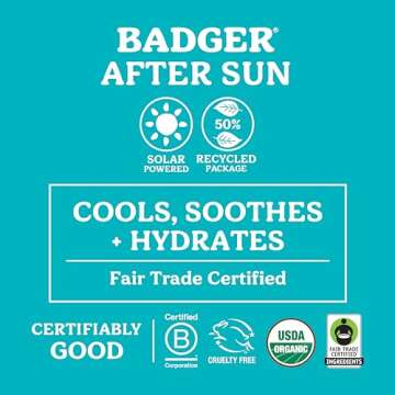 Badger Coconut After Sun Balm with Organic Cocoa Butter & Shea Butter, Rescue Balm, Soothing & Cooling Balm for Tight Dry Skin After Sun Exposure, 2 oz