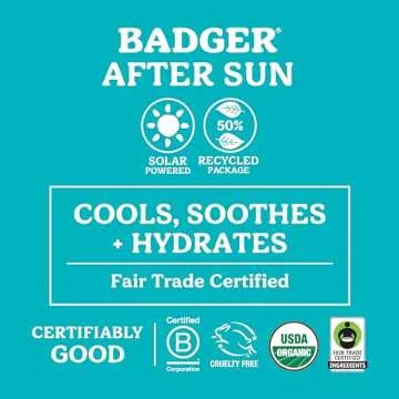 Badger Coconut After Sun Balm with Organic Cocoa Butter & Shea Butter, Rescue Balm, Soothing & Cooling Balm for Tight Dry Skin After Sun Exposure, 2 oz