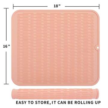 MicoYang Silicone Dish Drying Mat for Multiple Usage,Easy clean,Eco-friendly,Heat-resistant Silicone...