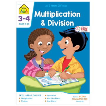 School Zone - Multiplication & Division Workbook - 32 Pages, Ages 8 to 10, 3rd Grade, 4th Grade, Est...