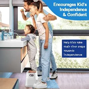 Toddler Step Stool, 2 Step Stool for Kids with Anti-Slip Surface and Rubber Bottom, Kids Step Stool ...