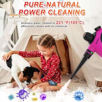 Kiato Handheld Steam Cleaner, 10 in 1 Hand Held Steamer for Cleaning, Portable Pressurized Steamer for Home Use, Bathroom, Mini Steam Cleaners for Upholstery Furniture Sofa Couch Floor Tile Grout Car