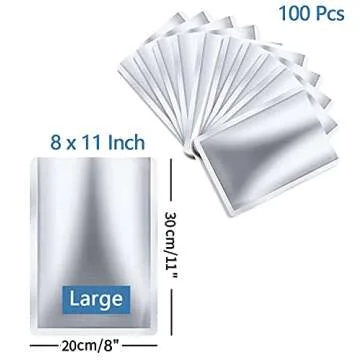 100 Pieces 2 Quart Mylar Bags 8 x 12 Inch, 5 Mil Mylar Bags for Food Storage Coffee Tea Beans Dry Fo...