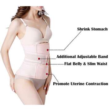 Gepoetry Post Pregnancy Belly Band for Pregnancy Postpartum Belly Wrap Stomach Binder After Surgery After Baby Waist Trainer (Pink,Small).