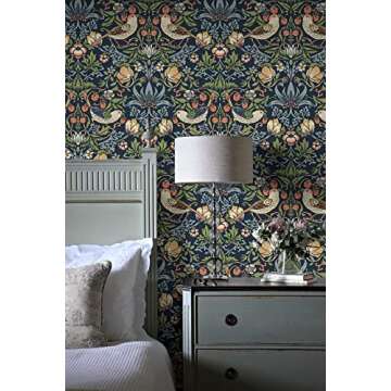 NextWall Aves Garden Peel and Stick Wallpaper Midnight Blue