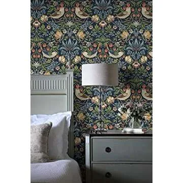 NextWall Aves Garden Peel and Stick Wallpaper Midnight Blue