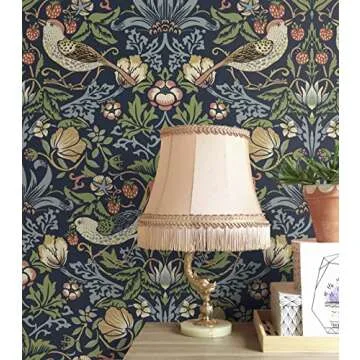 NextWall Aves Garden Peel and Stick Wallpaper Midnight Blue