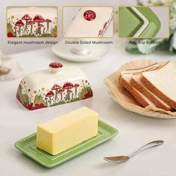 Fungi Fun Mushroom Butter Dish for Stylish Kitchens