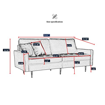 Shop JULYFOX 70" Velvet Sofa Couch for Modern Living