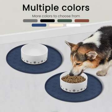 Ptlom Silicone Pet Placemat for Dogs and Cats, Waterproof Non-Slip Pet Feeding Bowl Mats for Food Wa...