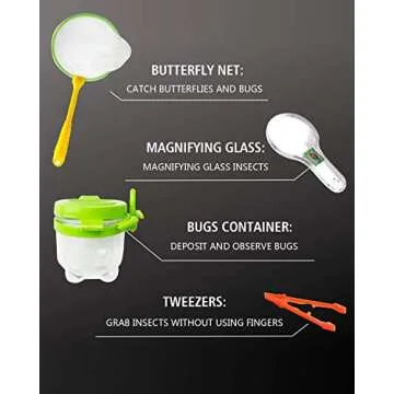 STEAM Life Bug Catcher Kit for Kids, Bug Catching Kit Includes Butterfly Net, Bug Observation Capsule and Magnifying Glass, Bug Collection Kit, Bug Net for Kids, Butterfly Kit for Kids 3 4 5 6 7